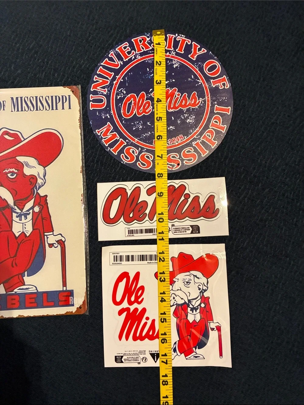 Ole Miss University of Mississippi Sticker’s/Metal Signs Lot - Red & Navy